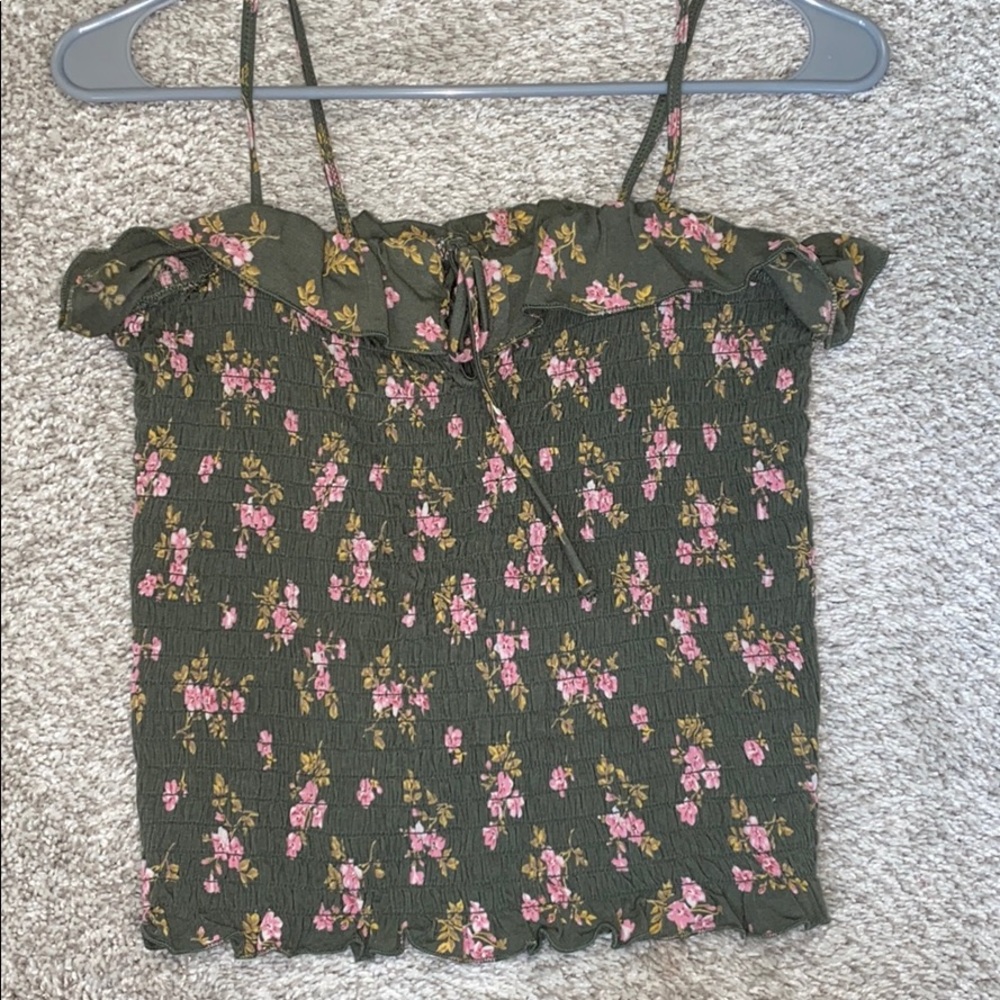 Green floral crop top!